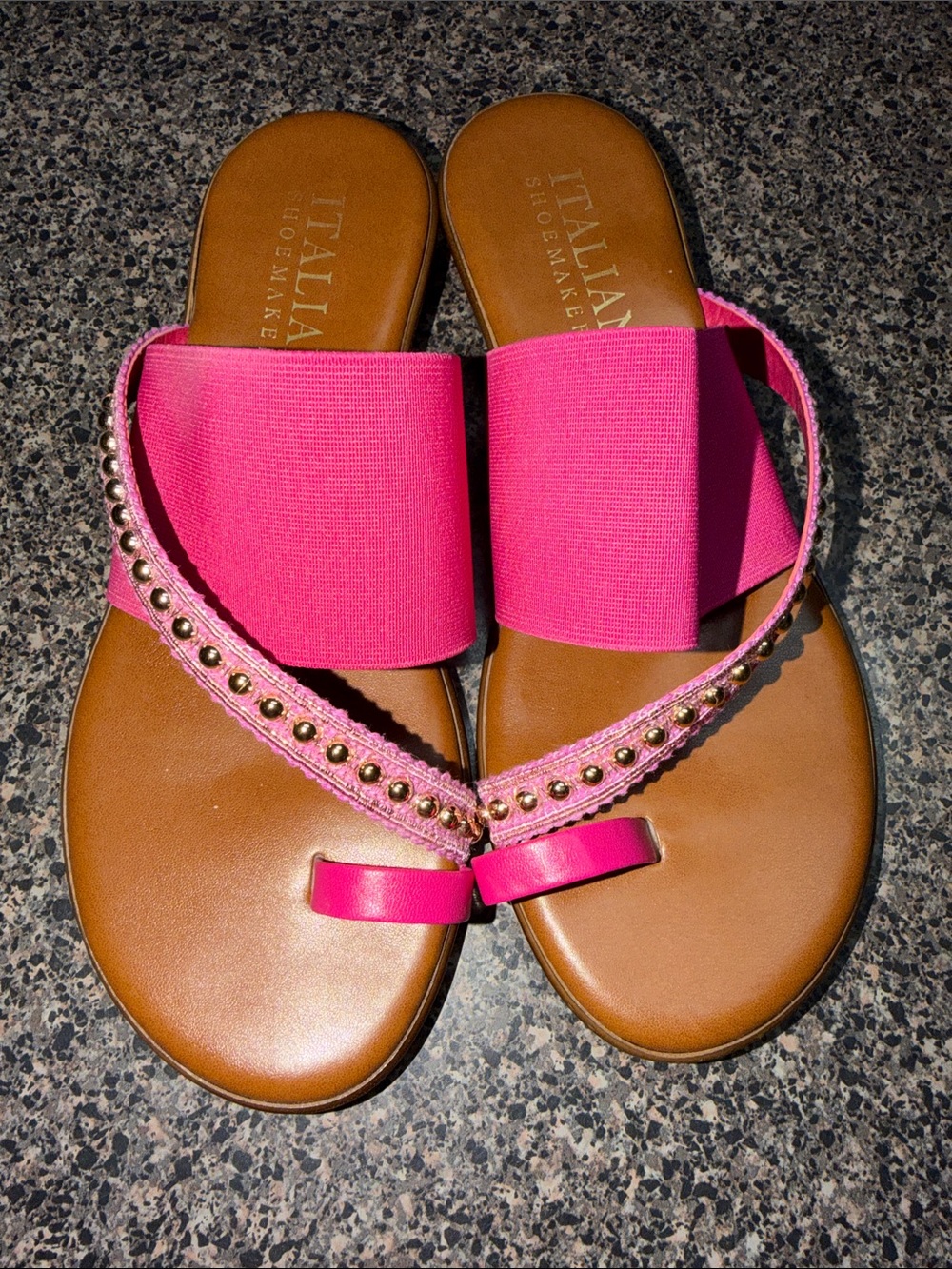 Italian Shoemakers Hot Pink Elastic Toe-Loop Sandals Size 9
